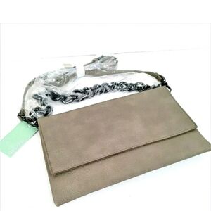 Deux Lux Clutch Handbag Detachable Chunky Chain Strap Vegan Leather New with Tag